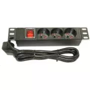 10" rozvodný panel XtendLan 3x230V, ČSN, vypínač, indikátor napětí, kabel 1, 8m, 1U