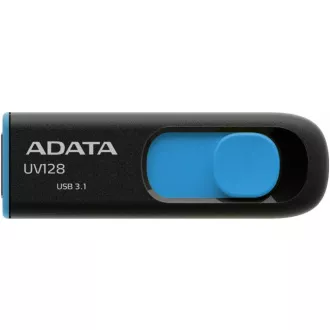 ADATA Flash Disk 32GB UV128, USB 3.1 Dash Drive (R:40/W:25 MB/s) černá/modrá