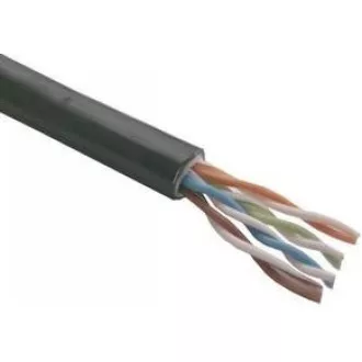 UTP kabel PlanetElite, Cat5E, drát, dvojitý venkovní PE+PVC, Dca, černý, 305m, cívka UTP kabel PlanetElite, Cat5E, drát, dvojitý venkovní PE+PVC, Dca, černý, 305m, cívka
