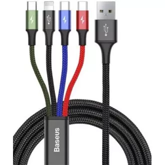 Baseus rychlý nabíjecí / datový kabel 4v1 Lightning + 2* USB-C + Micro USB 3, 5A 1, 2m, černá