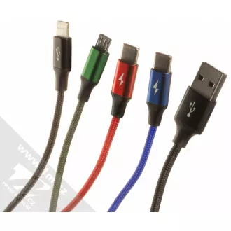 Baseus rychlý nabíjecí / datový kabel 4v1 Lightning + 2* USB-C + Micro USB 3, 5A 1, 2m, černá