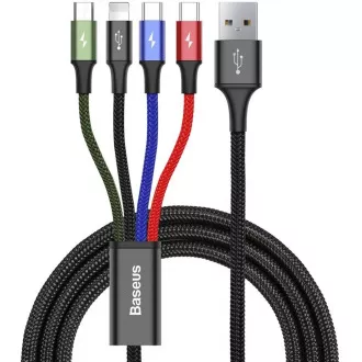 Baseus rychlý nabíjecí / datový kabel 4v1 Lightning + 2* USB-C + Micro USB 3, 5A 1, 2m, černá
