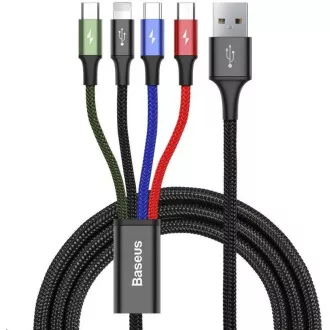 Baseus rychlý nabíjecí / datový kabel 4v1 2* Lightning + USB-C + Micro USB 3, 5A 1, 2m, černá