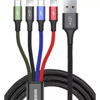 Baseus rychlý nabíjecí / datový kabel 4v1 2* Lightning + USB-C + Micro USB 3, 5A 1, 2m, černá