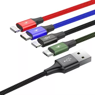 Baseus rychlý nabíjecí / datový kabel 4v1 2* Lightning + USB-C + Micro USB 3, 5A 1, 2m, černá