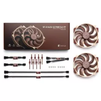 NOCTUA Ventilátor NF-A14x25r-G2-PWM-Sx2-PP, 2x 140mm, hnědá NOCTUA Ventilátor NF-A14x25r-G2-PWM-Sx2-PP, 2x 140mm, hnědá