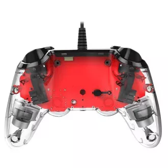Nacon Wired Compact Controller - ovladač pro PlayStation 4 - průhledný červený Nacon Wired Compact Controller - ovladač pro PlayStation 4 - průhledný červený
