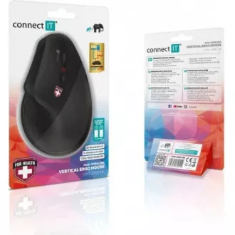 CONNECT IT FOR HEALTH Verti TriMode ergonomická vertikální myš, bezdrátová, černá CONNECT IT FOR HEALTH Verti TriMode ergonomická vertikální myš, bezdrátová, černá