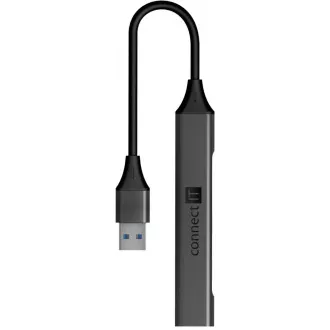 CONNECT IT USB-A hub, (1xUSB-A 3.0, 3xUSB-A 2.0), externí, antracitová