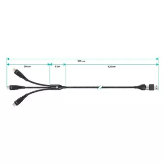 CONNECT IT Nabíjecí kabel Wirez 6v1, USB-C/USB, Lightning + 2x USB-C, 1.25m, černá CONNECT IT Nabíjecí kabel Wirez 6v1, USB-C/USB, Lightning + 2x USB-C, 1.25m, černá