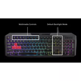 ACER Nitro Gaming Keyboard 100, Membrane Switch, 26 Anti-ghosting kláves, životnost 3 mil. stisků, 7 zón RGB podsvíc ACER Nitro Gaming Keyboard 100, Membrane Switch, 26 Anti-ghosting kláves, životnost 3 mil. stisků, 7 zón RGB podsvíc