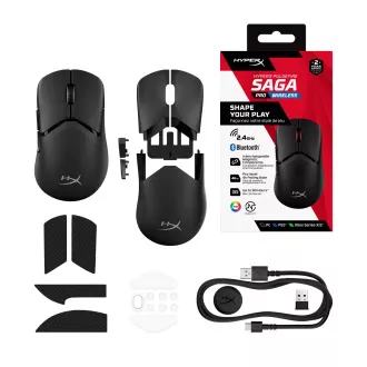 HyperX Pulsefire Saga Wireless - Gaming Mouse (černá) - Myš HyperX Pulsefire Saga Wireless - Gaming Mouse (černá) - Myš