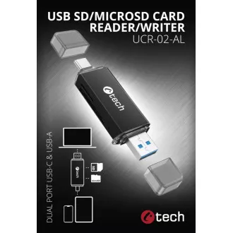 C-TECH čtečka karet UCR-02-AL, USB 3.0 TYPE A/ TYPE C, SD/micro SD C-TECH čtečka karet UCR-02-AL, USB 3.0 TYPE A/ TYPE C, SD/micro SD