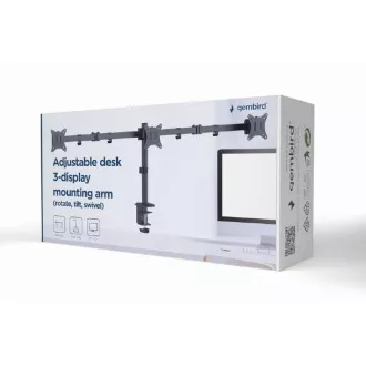 GEMBIRD Držák 3 monitorů na stůl MA-D3-01, naklápěcí, až do 27” a 7kg, černý GEMBIRD Držák 3 monitorů na stůl MA-D3-01, naklápěcí, až do 27” a 7kg, černý