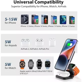 1stCOOL bezdrátová skládací QI nabíječka 3v1, MagSafe, USB-C, bílá 1stCOOL bezdrátová skládací QI nabíječka 3v1, MagSafe, USB-C, bílá