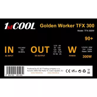 1stCOOL Zdroj Golden Worker TFX 300 88+, 300W, TFX, černá