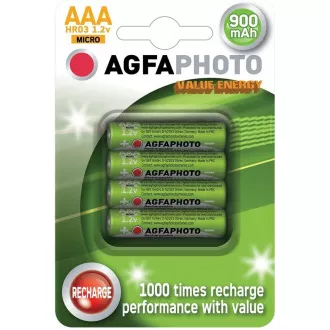 AgfaPhoto nabíjecí NiMH baterie AAA, 900mAh, blistr 4ks AgfaPhoto nabíjecí NiMH baterie AAA, 900mAh, blistr 4ks