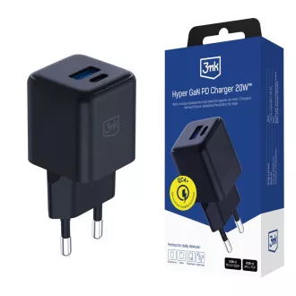 3mk síťová nabíječka Hyper GaN Charger 20W, černá