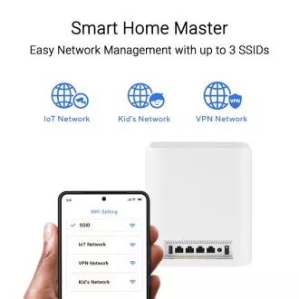 ASUS ZenWifi BT8 1-pack, WiFi7 Extendable Router, AiMesh, 1x WAN, 3x LAN, 1x 3.0 ASUS ZenWifi BT8 1-pack, WiFi7 Extendable Router, AiMesh, 1x WAN, 3x LAN, 1x 3.0