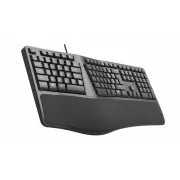 C-TECH Klávesnice KB-113E USB, ERGO,   černá, CZ/SK