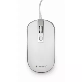 GEMBIRD myš MUS-4B-06-WS, drátová, optická, USB, bílá/stříbrná