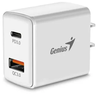 GENIUS nabíječka PD-20AC, 20W, rychlé nabíjení, USB-C PD3.0, USB-A QC3.0, bílá GENIUS nabíječka PD-20AC, 20W, rychlé nabíjení, USB-C PD3.0, USB-A QC3.0, bílá