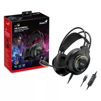 GENIUS sluchátka s mikrofonem GX GAMING HS-GX580U, USB, RGB, černá