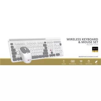C-TECH klávesnice s myší WLKMC-05W, Bezdrátový set 2.4GHz, CZ, Bílá C-TECH klávesnice s myší WLKMC-05W, Bezdrátový set 2.4GHz, CZ, Bílá