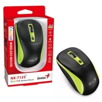 GENIUS myš NX-7123/ 1200 dpi/ bezdrátová/ Copilot/ černo-zelená GENIUS myš NX-7123/ 1200 dpi/ bezdrátová/ Copilot/ černo-zelená