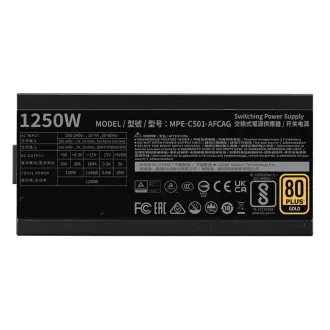 Cooler Master zdroj 1250W MWE Gold, 140mm, 80+ Gold, Plně modulární, ATX 3.1 Cooler Master zdroj 1250W MWE Gold, 140mm, 80+ Gold, Plně modulární, ATX 3.1