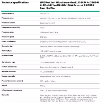 HPE PL MicroServer Gen11 E-2434 (3.4-5G/4C8T) 1x32G 2x4TB SATA 4LFF/SFF-NHP 4p1G iLoPort (P65741) NBD111 Smart Choice HPE PL MicroServer Gen11 E-2434 (3.4-5G/4C8T) 1x32G 2x4TB SATA 4LFF/SFF-NHP 4p1G iLoPort (P65741) NBD111 Smart Choice