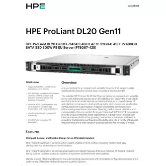 HPE PL DL20g11 E-2434 (3.4G/4C) 1x32G (P64339) 2x480G VROC 4SFF 1x800W 4x1G NBD333 Smart Choice HPE PL DL20g11 E-2434 (3.4G/4C) 1x32G (P64339) 2x480G VROC 4SFF 1x800W 4x1G NBD333 Smart Choice