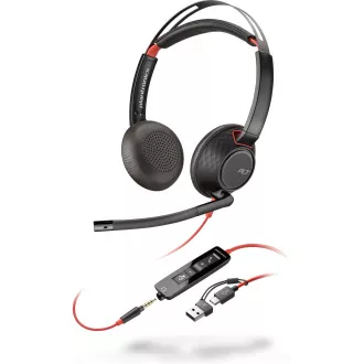 Poly Blackwire 5220 náhlavní souprava, 3.5 mm jack + USB-C/A adaptér, stereo Poly Blackwire 5220 náhlavní souprava, 3.5 mm jack + USB-C/A adaptér, stereo