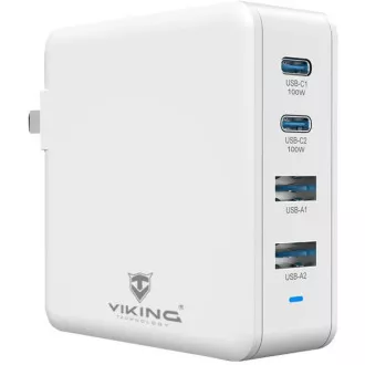 Viking nabíječka USB GaN 100W, podpora PD3.0 a QC4+, bílá Viking nabíječka USB GaN 100W, podpora PD3.0 a QC4+, bílá