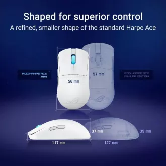 ASUS Herní myš ROG Harpe Ace Mini, Bezdrátová BT, RF 2.4GHz, bílá ASUS Herní myš ROG Harpe Ace Mini, Bezdrátová BT, RF 2.4GHz, bílá