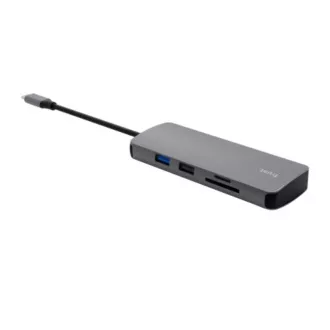 TRUST Dokovací stanice DALYX USB-C, 8v1, HDMI, RJ45, 2xUSB-C, 2xUSB-A, microSD/SD karta, šedá