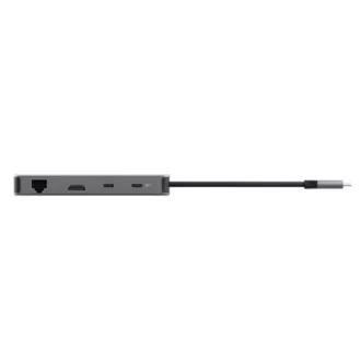 TRUST Dokovací stanice DALYX USB-C, 8v1, HDMI, RJ45, 2xUSB-C, 2xUSB-A, microSD/SD karta, šedá
