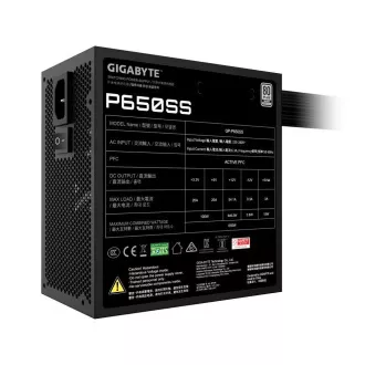 GIGABYTE zdroj P650SS, 650W, 80+ Silver, 120mm, ATX 3.0, černá