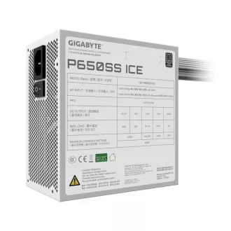 GIGABYTE zdroj P650SS ICE, 650W, 80+ Silver, 120mm, ATX 3.0, bílá GIGABYTE zdroj P650SS ICE, 650W, 80+ Silver, 120mm, ATX 3.0, bílá