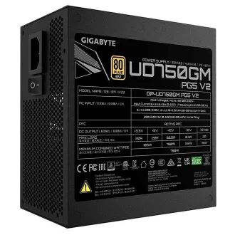 GIGABYTE zdroj UD750GM PG5 V2, 750W, 120mm, Plně modulární, 80 Plus Gold, ATX 3.1 GIGABYTE zdroj UD750GM PG5 V2, 750W, 120mm, Plně modulární, 80 Plus Gold, ATX 3.1