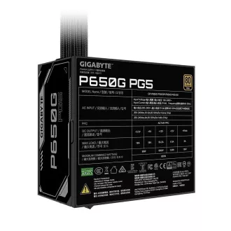 GIGABYTE zdroj P650G PG5, 650W, 120mm, 80 Plus Gold, ATX 3.1 GIGABYTE zdroj P650G PG5, 650W, 120mm, 80 Plus Gold, ATX 3.1
