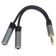 PremiumCord rozdvojka HQ 3, 5mm Jack Male - 2x Jack Female 15cm
