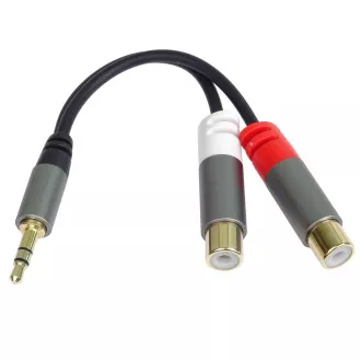 PremiumCord kabel HQ Jack 3.5mm Male - 2x CINCH Female 15cm PremiumCord kabel HQ Jack 3.5mm Male - 2x CINCH Female 15cm