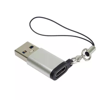 PremiumCord Adaptér USB3.0 A male - USB-C Female, stříbrná s očkem na zavěšení PremiumCord Adaptér USB3.0 A male - USB-C Female, stříbrná s očkem na zavěšení