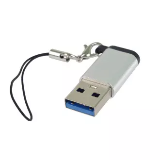 PremiumCord Adaptér USB3.0 A male - USB-C Female, stříbrná s očkem na zavěšení PremiumCord Adaptér USB3.0 A male - USB-C Female, stříbrná s očkem na zavěšení