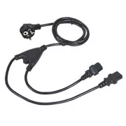 C-TECH kabel síťový 220/230V napájecí, 1, 8m, rozdvojka Y, VDE