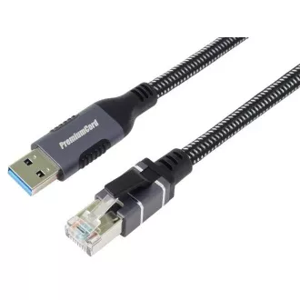 PremiumCord Ethernetový kabel USB3.2 na LAN RJ45 10/100/1000, 3m PremiumCord Ethernetový kabel USB3.2 na LAN RJ45 10/100/1000, 3m