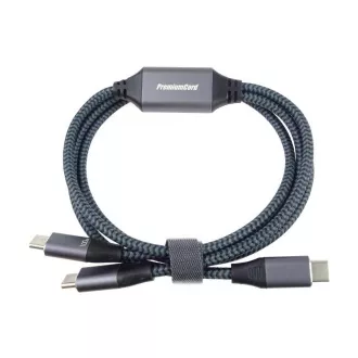 PREMIUMCORD Nabíjecí kabel USB-C, 2xUSB-C na USB-C, 100W, 1m, černá