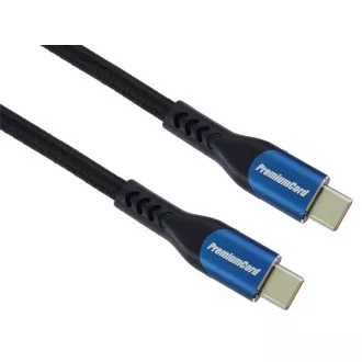 PremiumCord USB-C kabel (USB 3.2 GEN 2x2, 5A, 100W, 20Gbit/s) 1, 5m, bavlněný oplet PremiumCord USB-C kabel (USB 3.2 GEN 2x2, 5A, 100W, 20Gbit/s) 1, 5m, bavlněný oplet