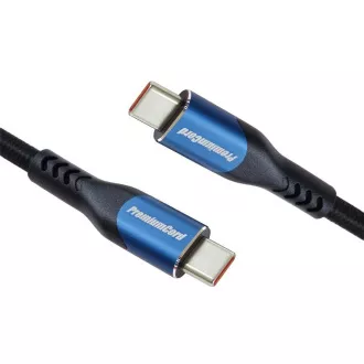PremiumCord USB-C kabel (USB 3.2 GEN 2x2, 5A, 100W, 20Gbit/s) 1, 5m, bavlněný oplet PremiumCord USB-C kabel (USB 3.2 GEN 2x2, 5A, 100W, 20Gbit/s) 1, 5m, bavlněný oplet